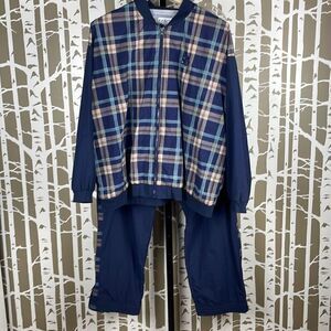Izod Vtg 90s Plaid Wind Suit 2 Piece Set XL